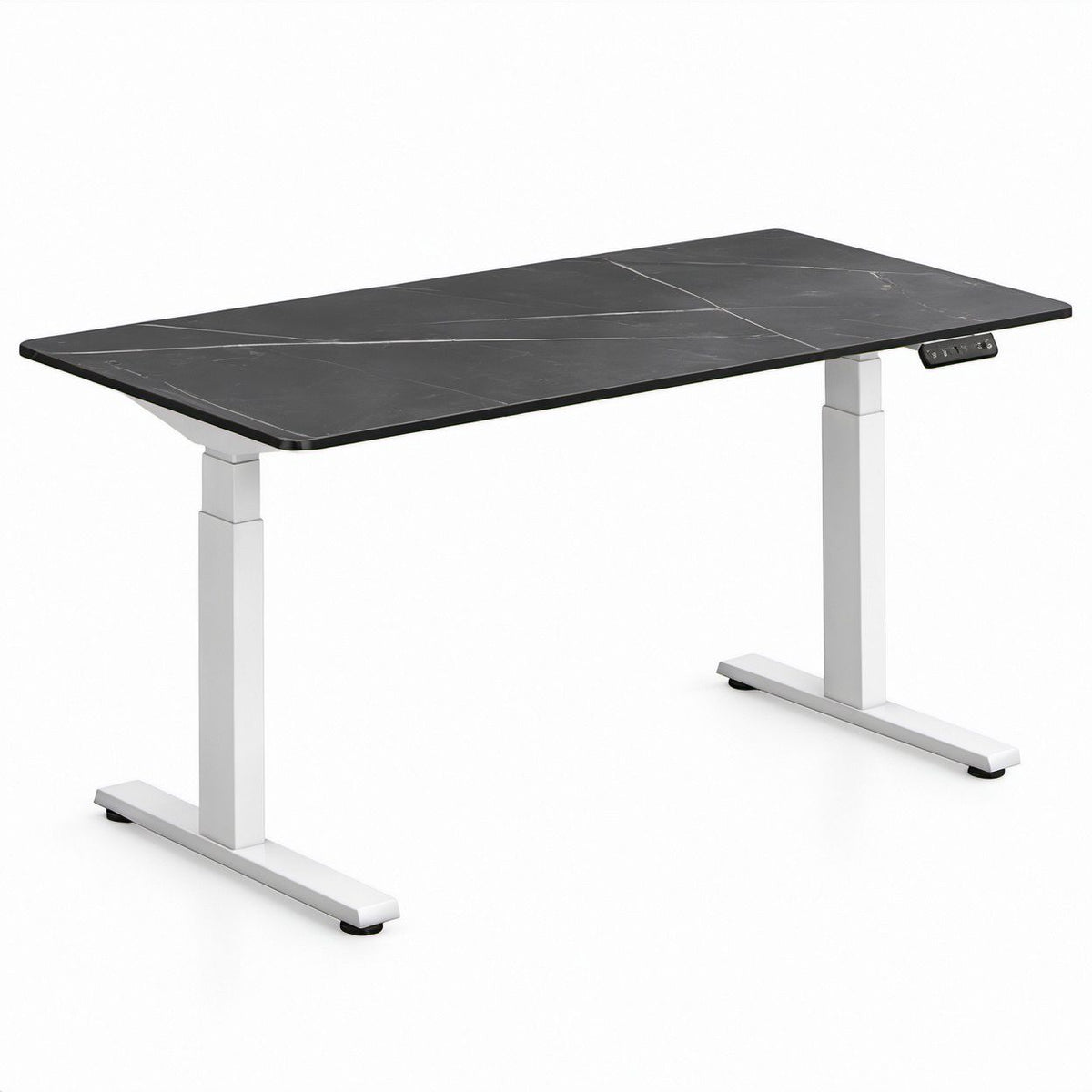 Elektrycznie regulowane biurko prostokątne czarno-białe 140 x 70 x 72-120 cm