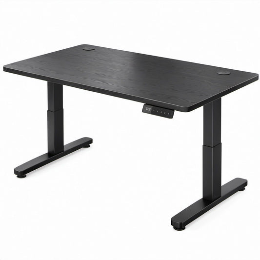 Elektrycznie regulowane biurko czarne 140 x 70 cm, wysokość 72–120 cm