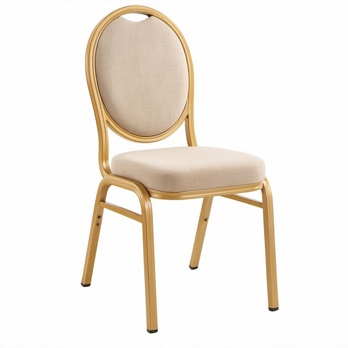 Beżowo-złote krzesło z owalnym oparciem 46 x 56 x 95 cm