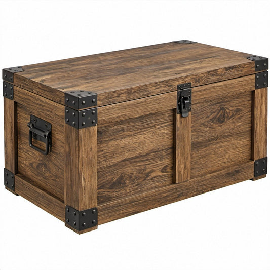 Prostokątna skrzynia brązowa z MDF 80 x 40 x 40 cm