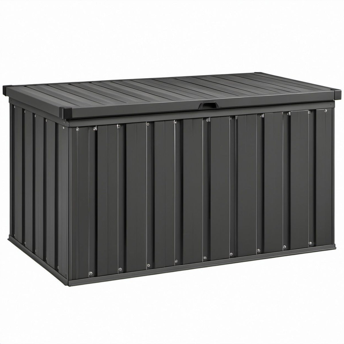 Czarna stalowa skrzynia ogrodowa 570 l, 132 x 71 x 63 cm