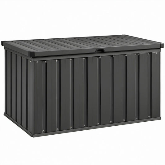 Czarna stalowa skrzynia ogrodowa 570 l, 132 x 71 x 63 cm