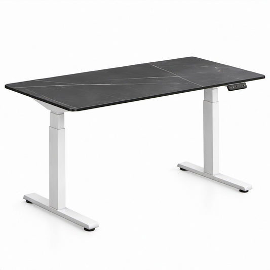 Elektrycznie regulowane biurko prostokątne czarno-białe 140 x 70 x 72-120 cm