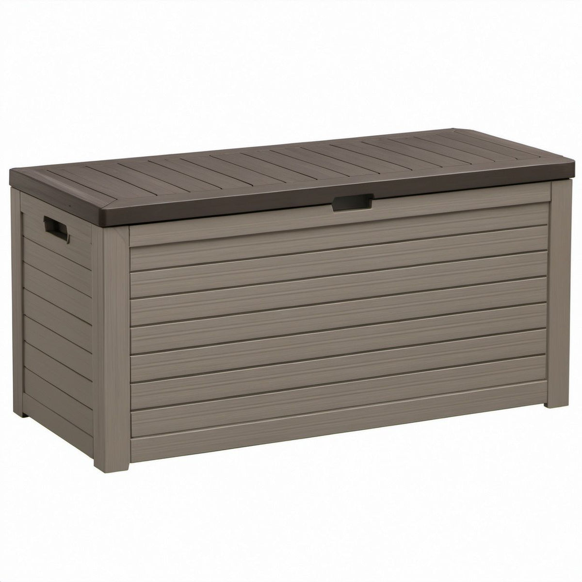 Skrzynia ogrodowa z polipropylenu PP 454 l, szarobrązowa/ciemnobrązowa, 145 x 69,7 x 60,3 cm