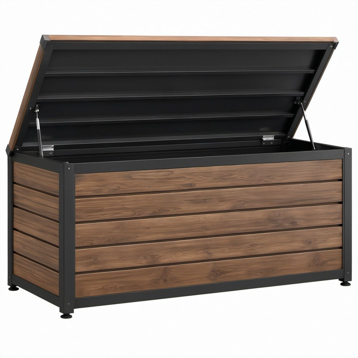 Skrzynia ogrodowa z panelami WPC brązowo-czarna 120 x 62 x 63 cm